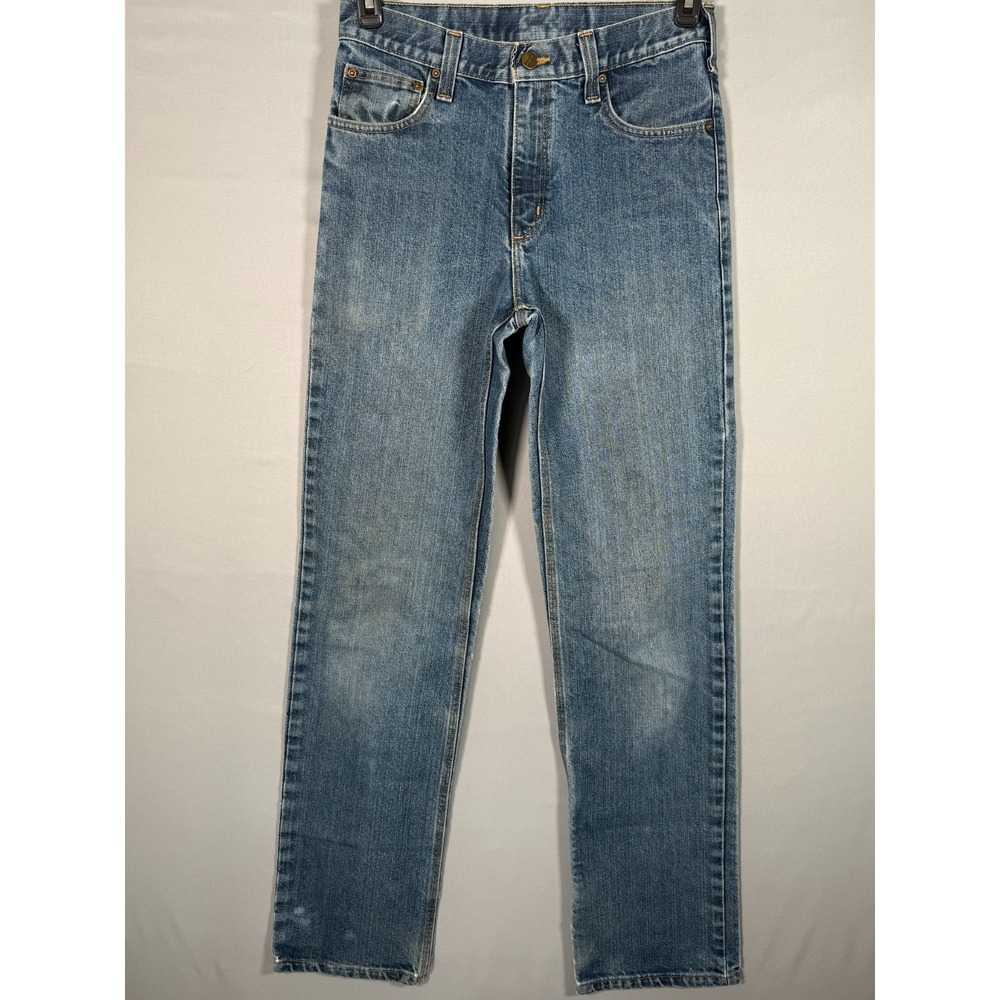Carhartt Jeans Size 30x34 (30x33) Traditional Fit Blue Men's Logo Rugged Comfort
